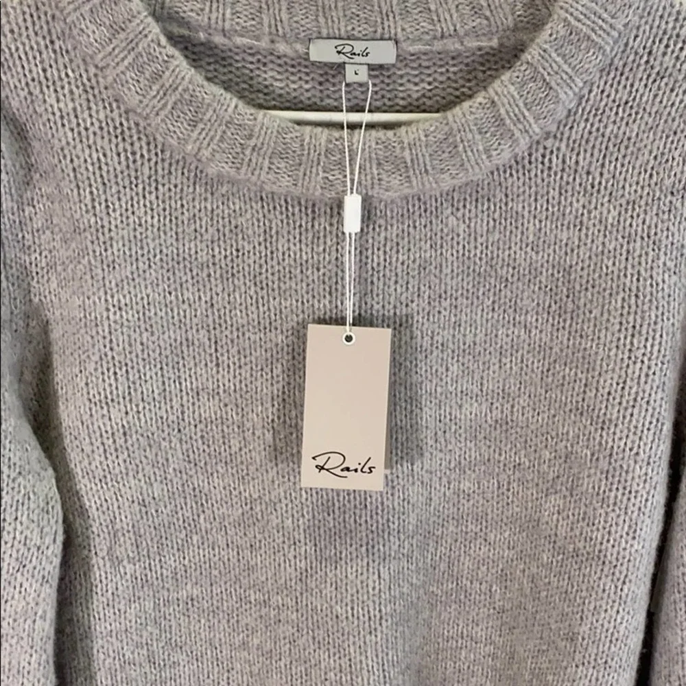 Rails Sybil Puff Sleeve Wool Cashmere Alpaca Blend Grey Sweater SIZE: L